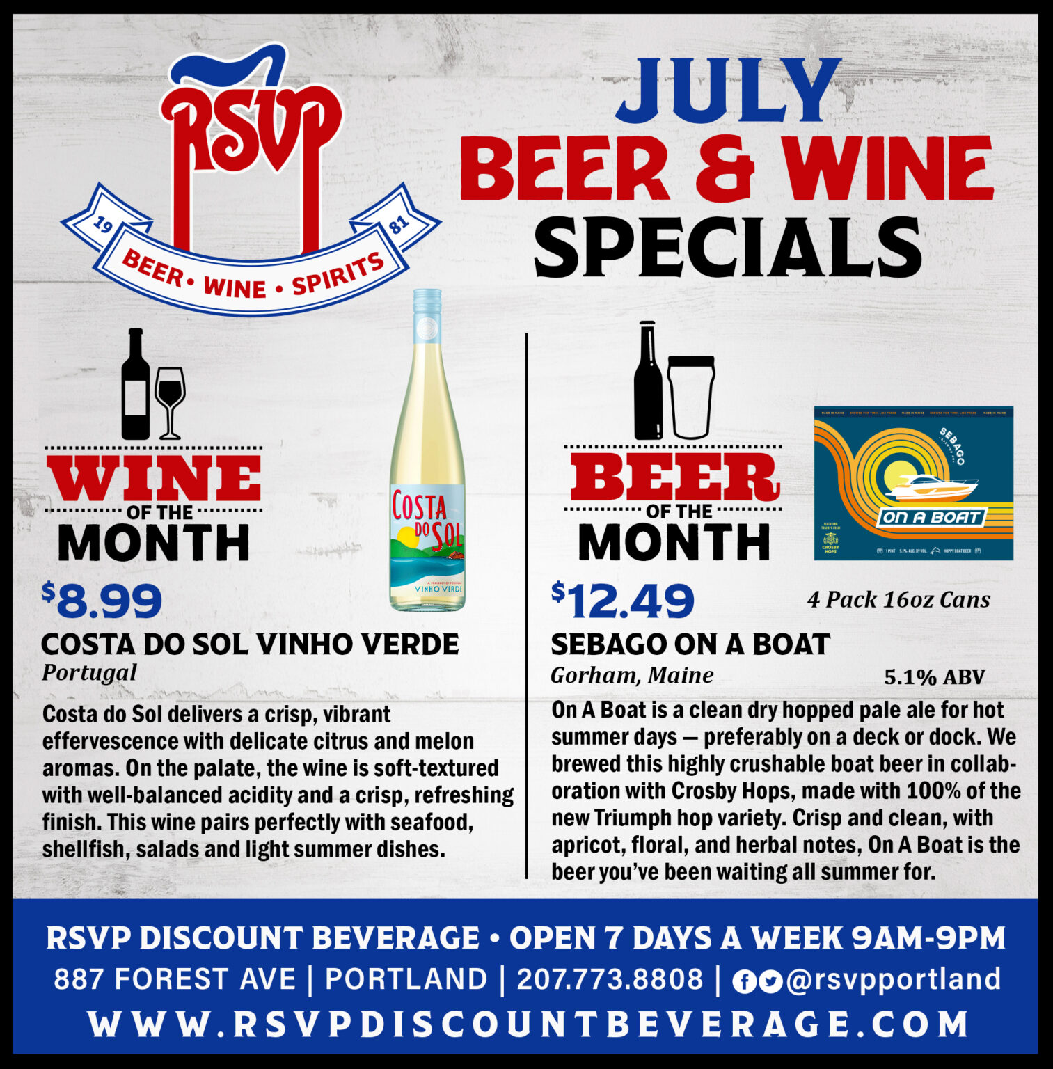 Monthly Alcohol Specials Portland, Maine Liquor Store Near Me